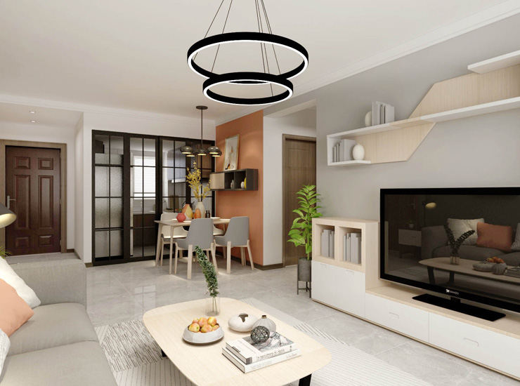 林凤装饰客厅电视背景墙隔板设计案例 林凤装饰客厅电视背景墙隔板设计案例